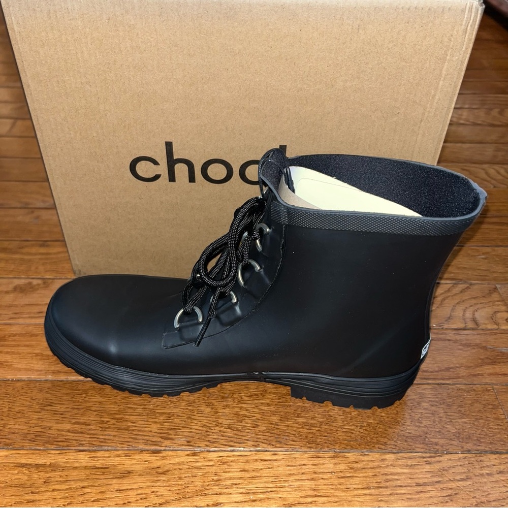 Chooka Ava Lace Up Waterproof Rain Boot Black With Black Laces Women’s Size 10 - Picture 5 of 14